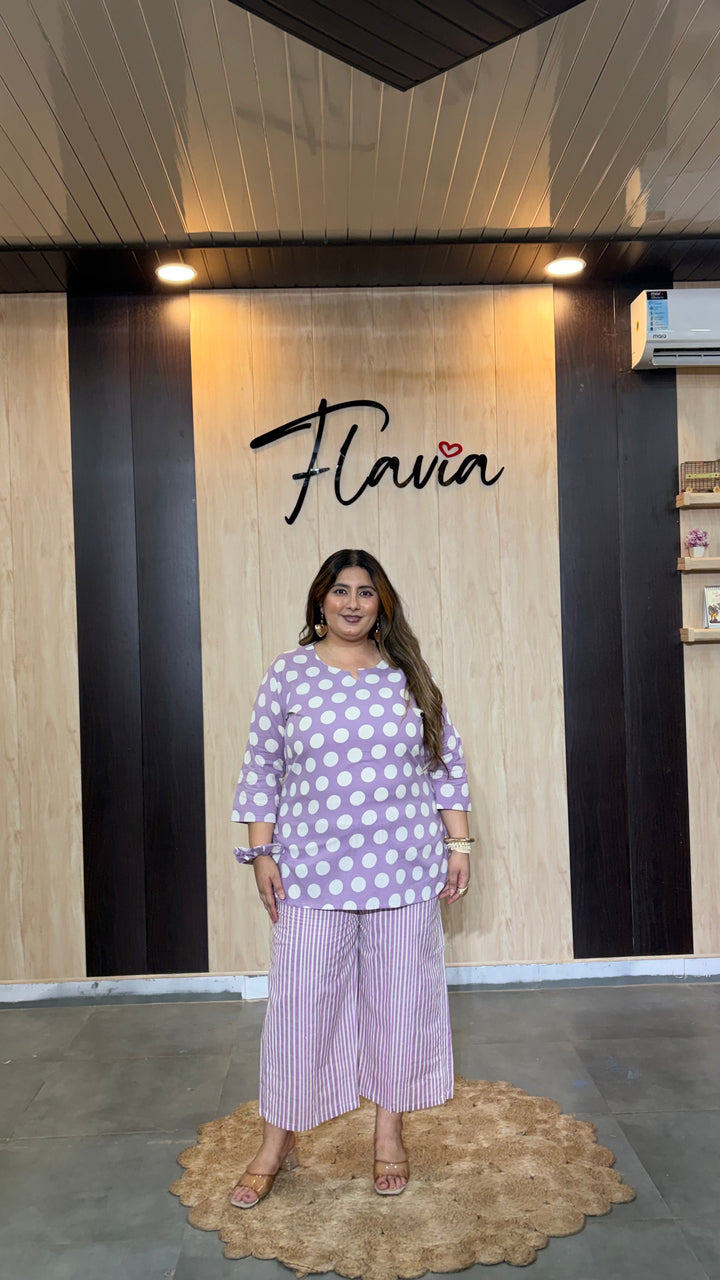 Lavender Polka Dot Cotton Co-Ord Set