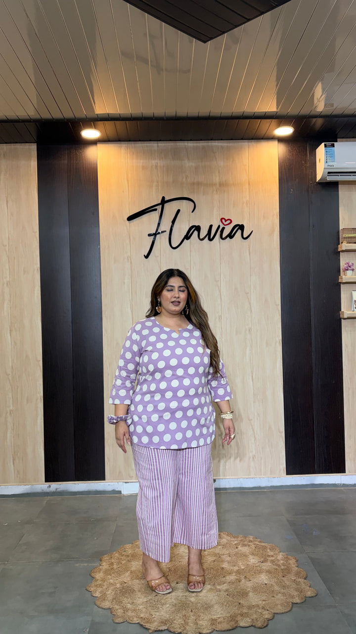 Lavender Polka Dot Cotton Co-Ord Set