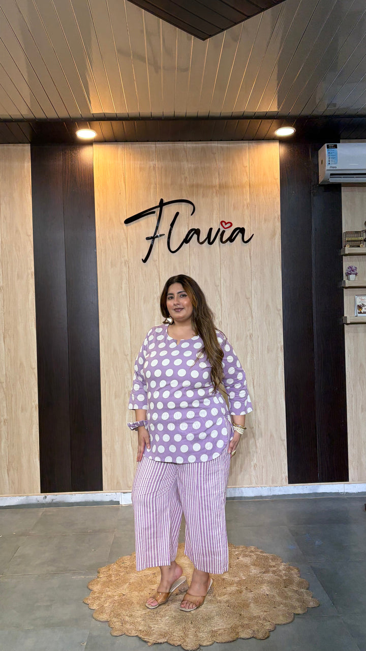 Lavender Polka Dot Cotton Co-Ord Set