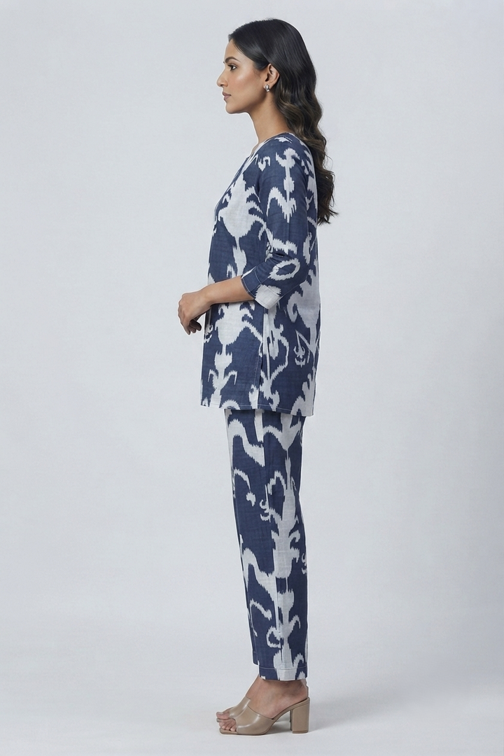 Trendy Blue & White Print Cotton Dream Co-Ord Set – Perfect for Any Occasion