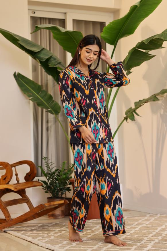 Cotton Printed Night Suit | Co-Ord Set | Shop stylish women's clothing online at Label Flavia |