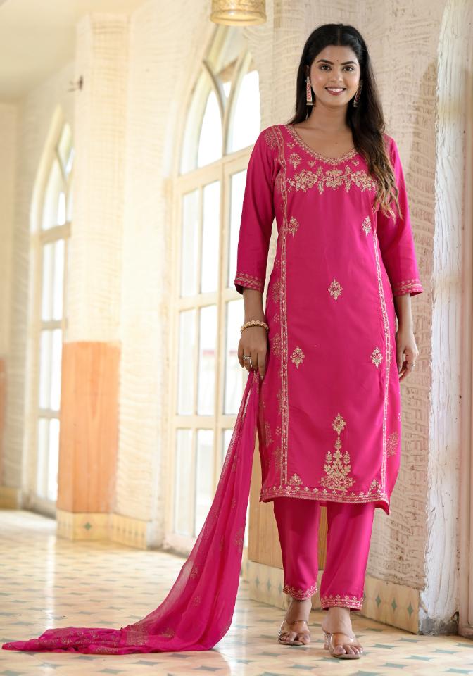 Rayon Embroidered Kurta Set