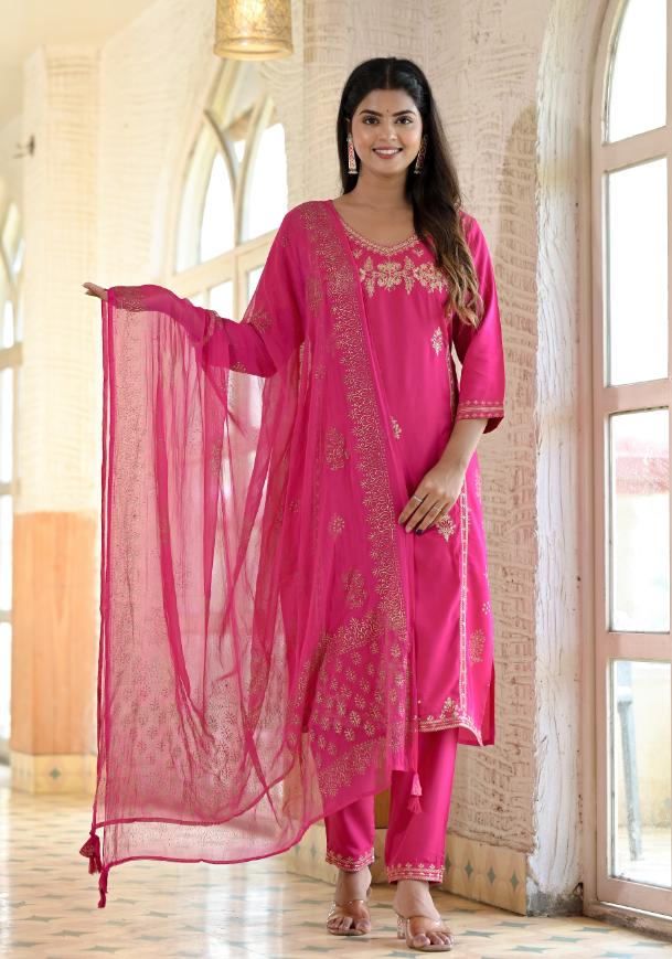 Rayon Embroidered Kurta Set