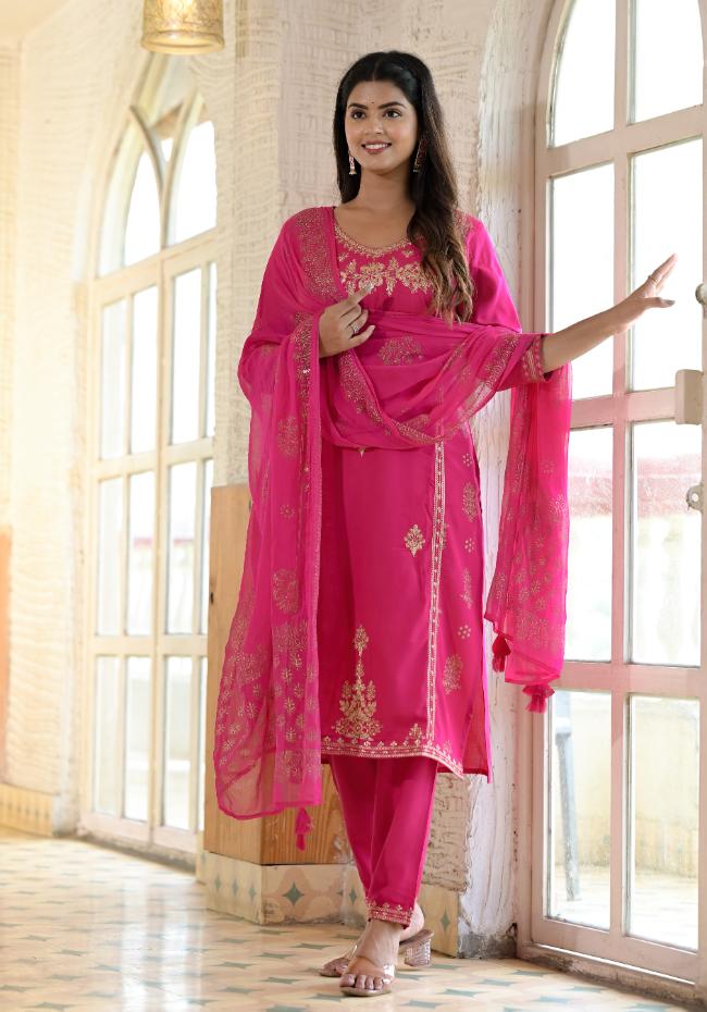 Rayon Embroidered Kurta Set