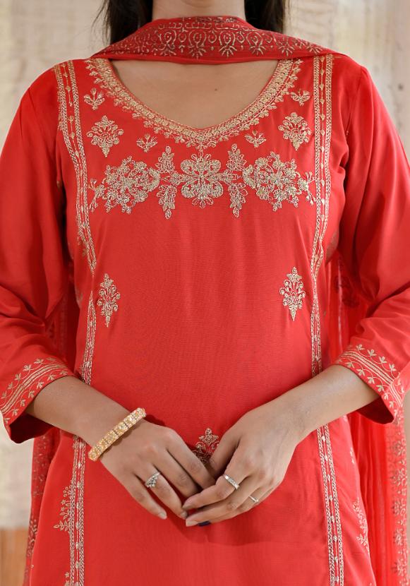 Rayon Embroidered Kurta Set