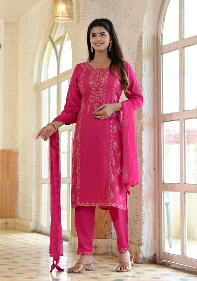 Rayon Embroidered Kurta Set