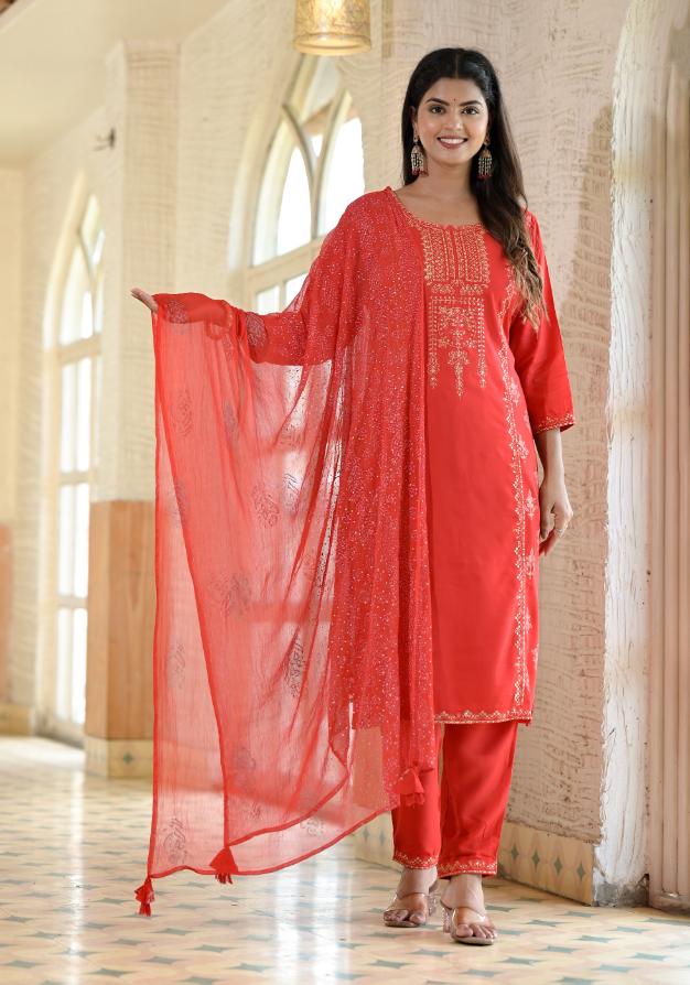 Rayon Embroidered Kurta Set