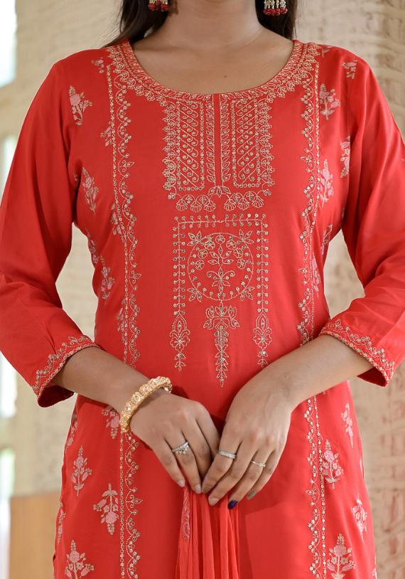 Rayon Embroidered Kurta Set