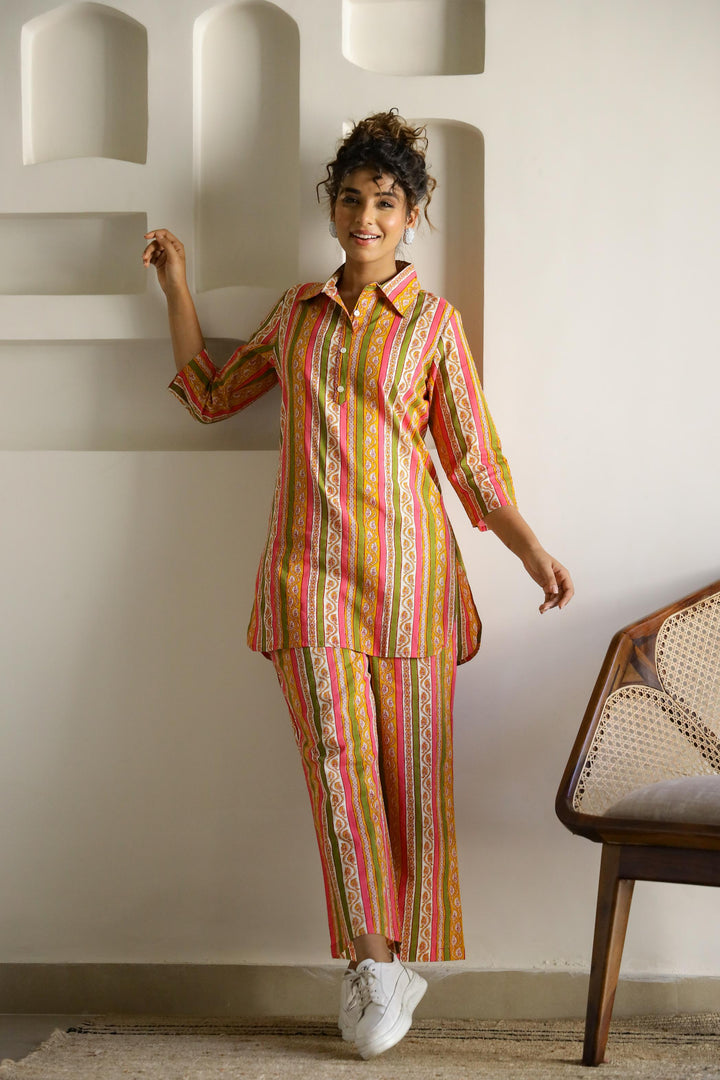 Cotton Printed Cord Suit | Co-Ord Set | Shop stylish women's clothing online at Label Flavia |