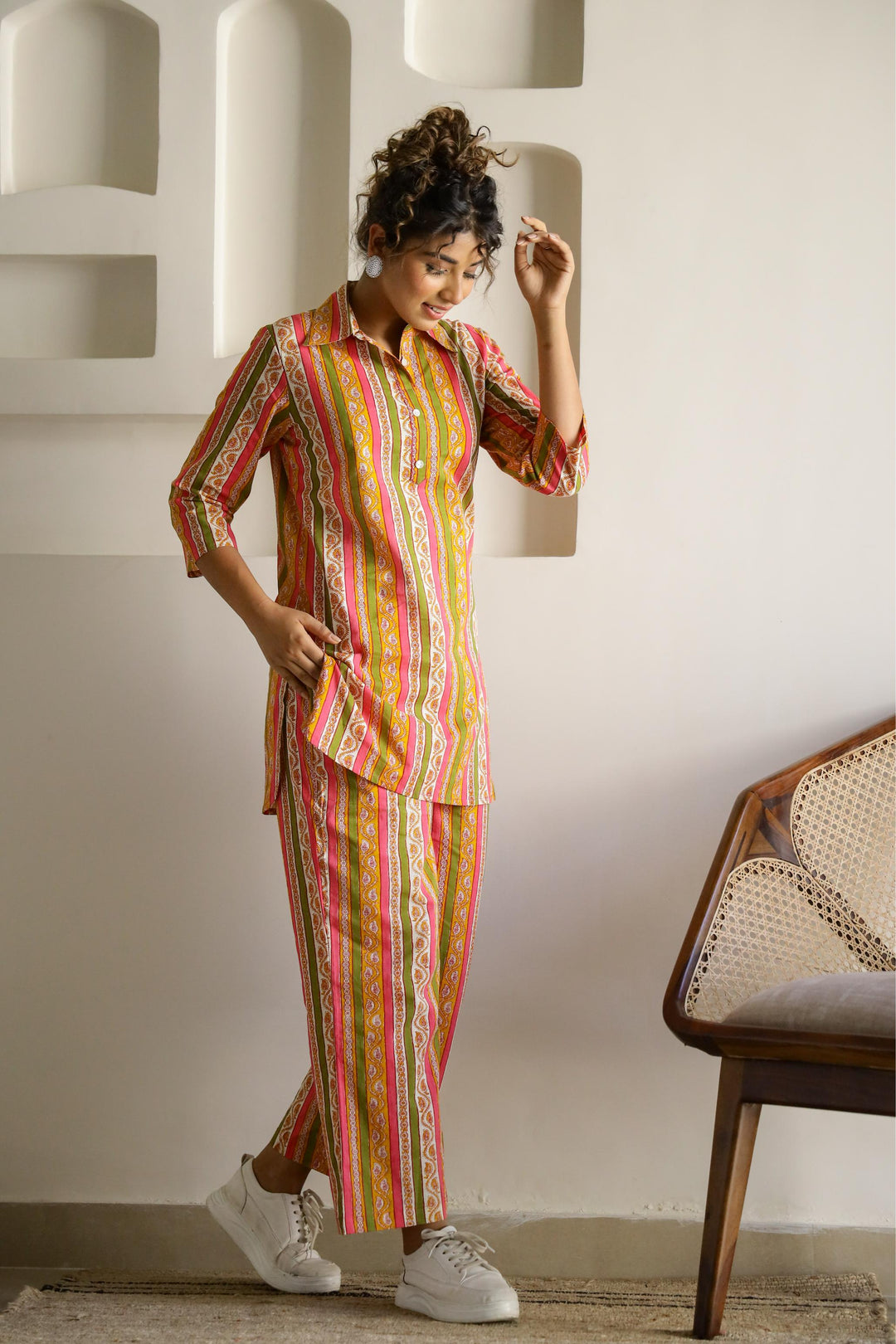 Cotton Printed Cord Suit | Co-Ord Set | Shop stylish women's clothing online at Label Flavia |