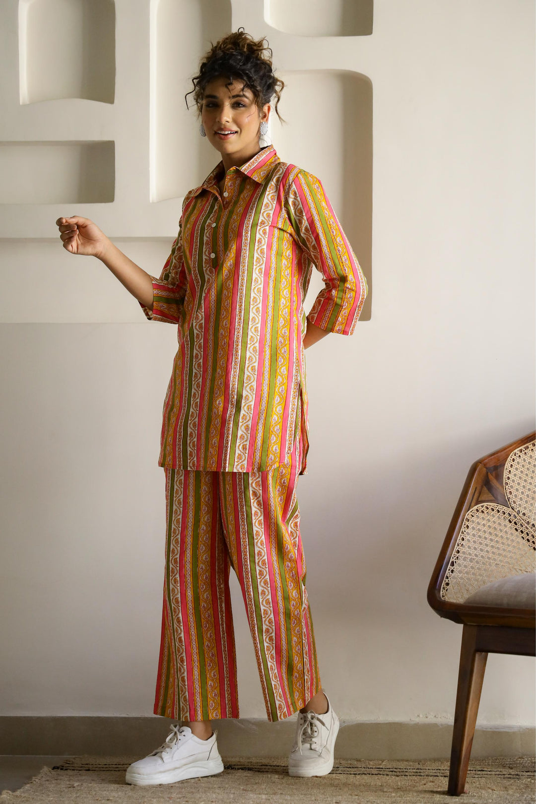 Cotton Printed Cord Suit | Co-Ord Set | Shop stylish women's clothing online at Label Flavia |