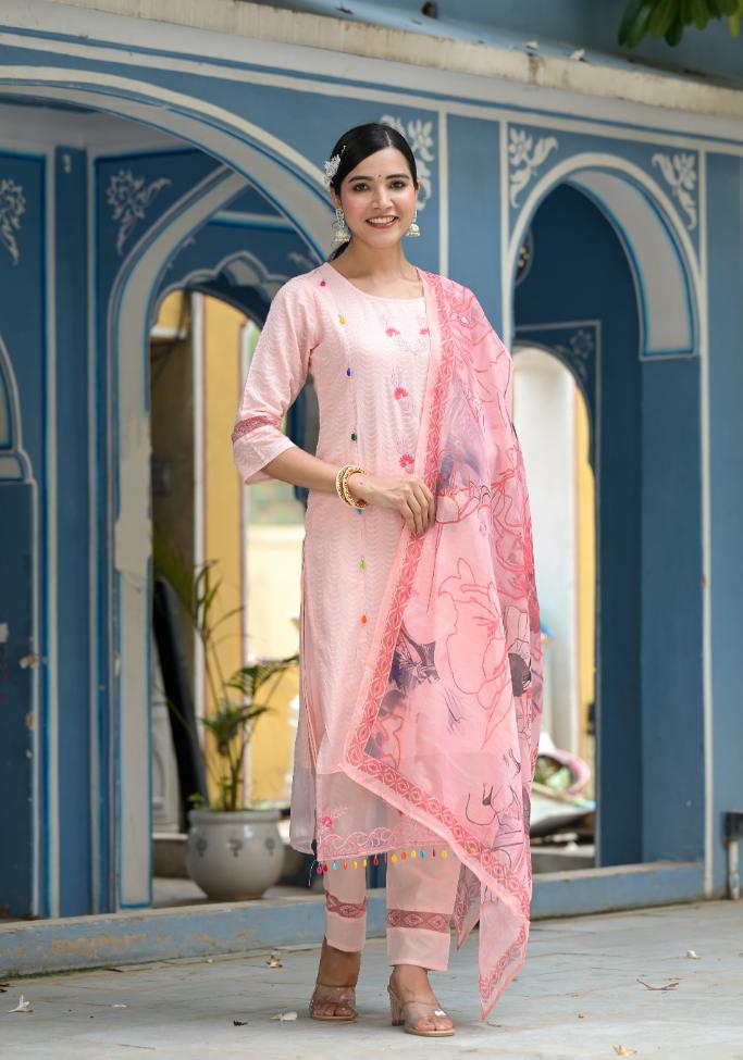 Cotton Dobby Kurta Pant Set | | Shop stylish women's clothing online at Label Flavia |
