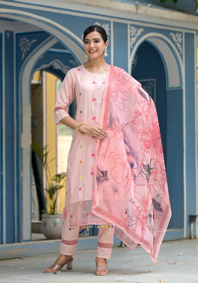 Cotton Dobby Kurta Pant Set | | Shop stylish women's clothing online at Label Flavia |
