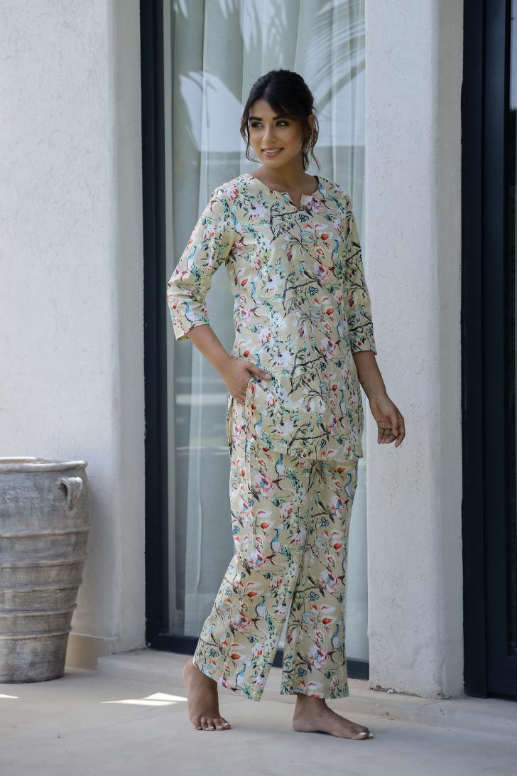 Cotton Printed Cord Suit | Co-Ord Set | Shop stylish women's clothing online at Label Flavia |