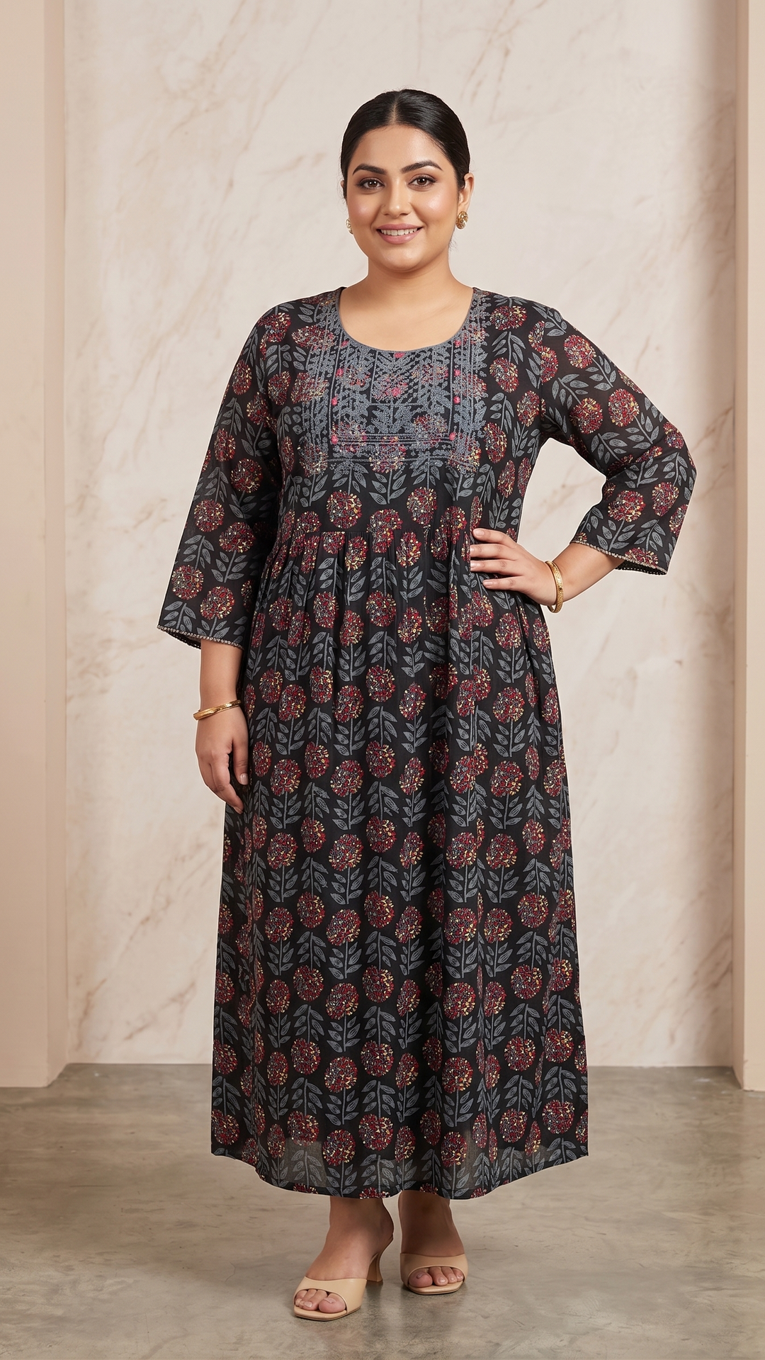 Noir Gulmohar Cotton Flare Dress ✨