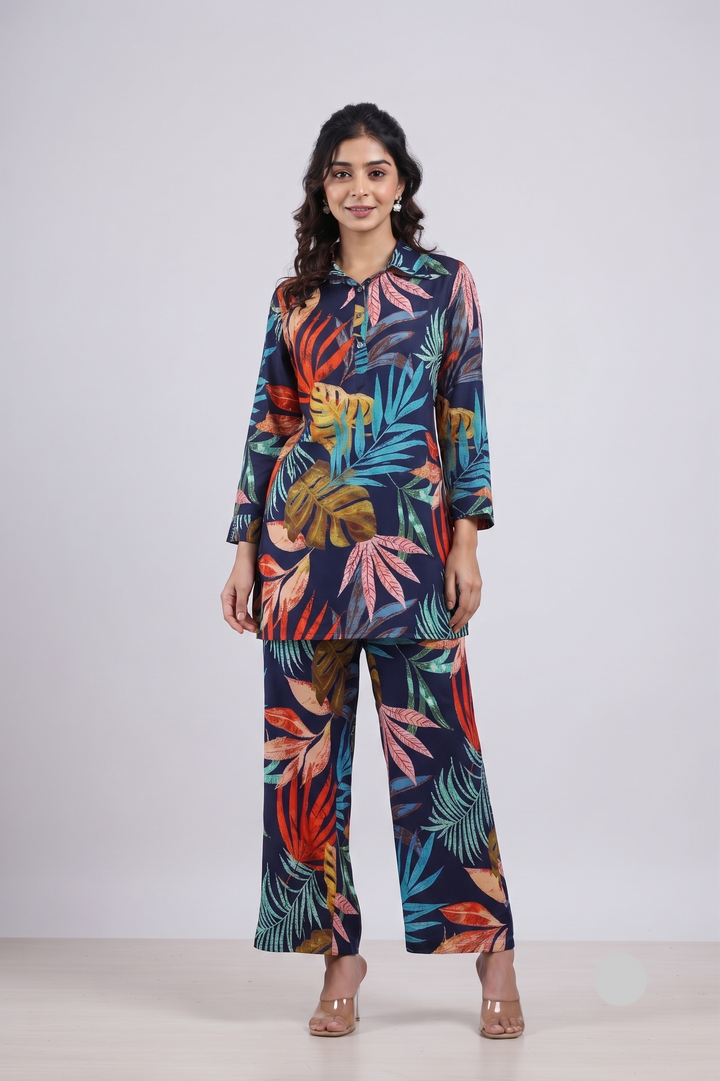 Cotton Printed Straight Cord Set