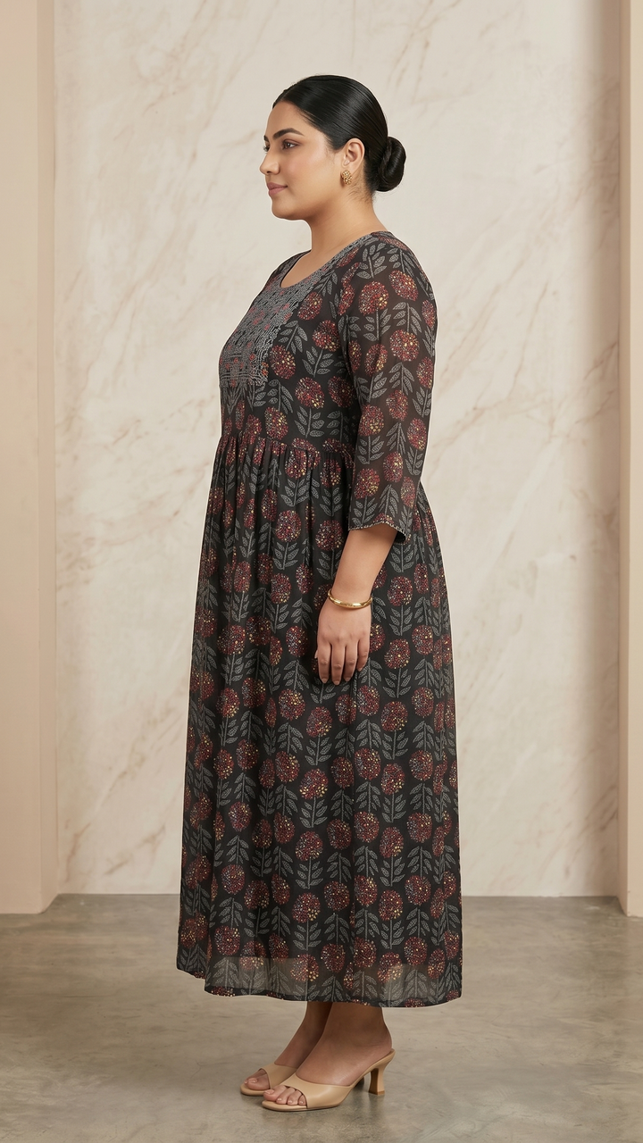 Noir Gulmohar Cotton Flare Dress ✨