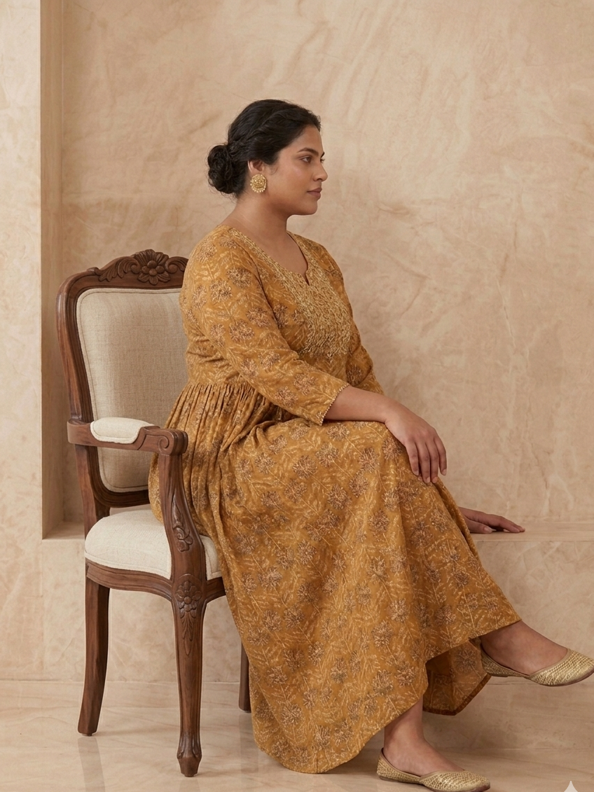 Sunehri Bloom Embroidered Anarkali ✨