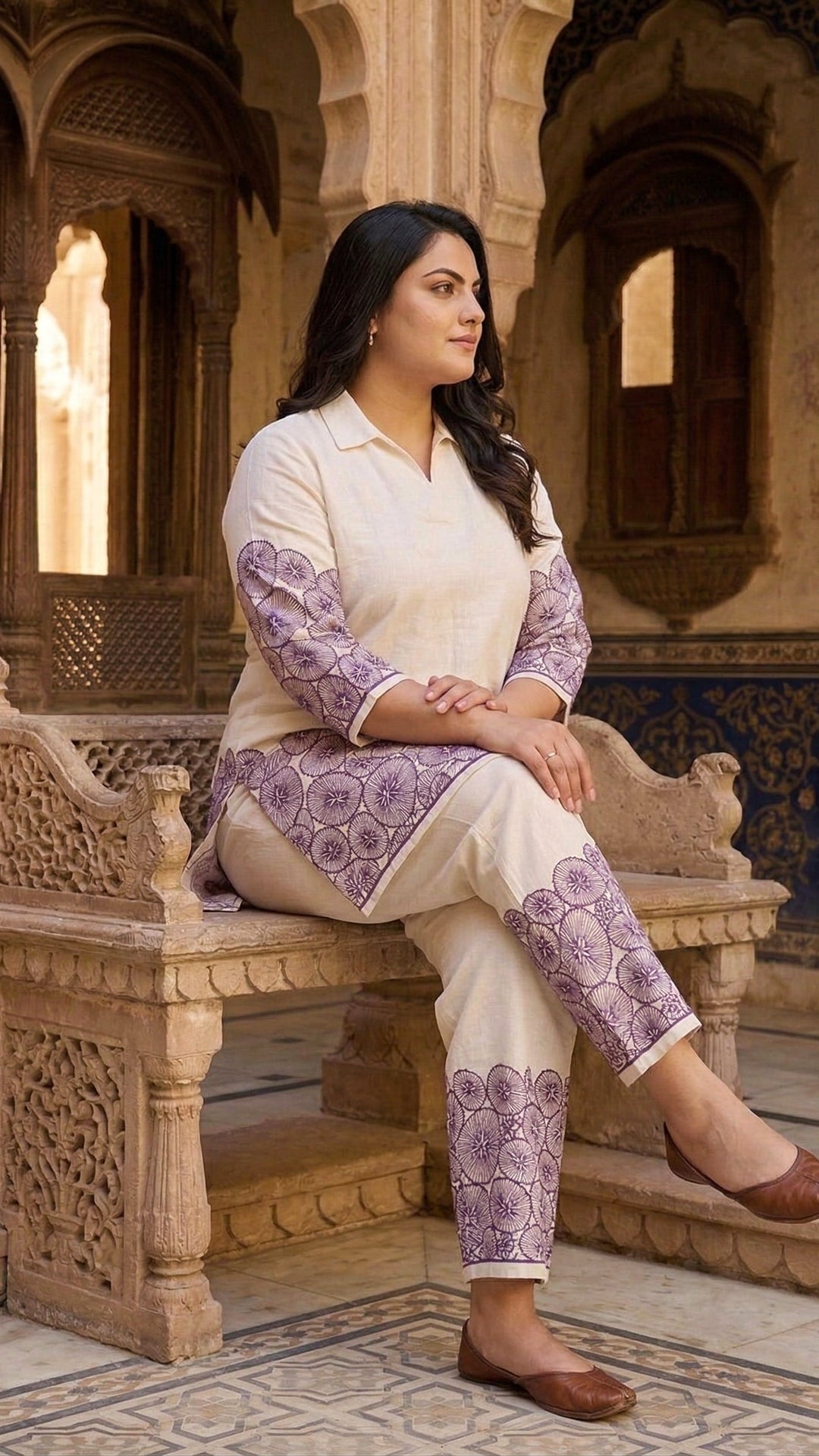 Modern White Rayon Co-Ord Set for Women | Floral Printed Matching Set | Chic Minimal Outfit
