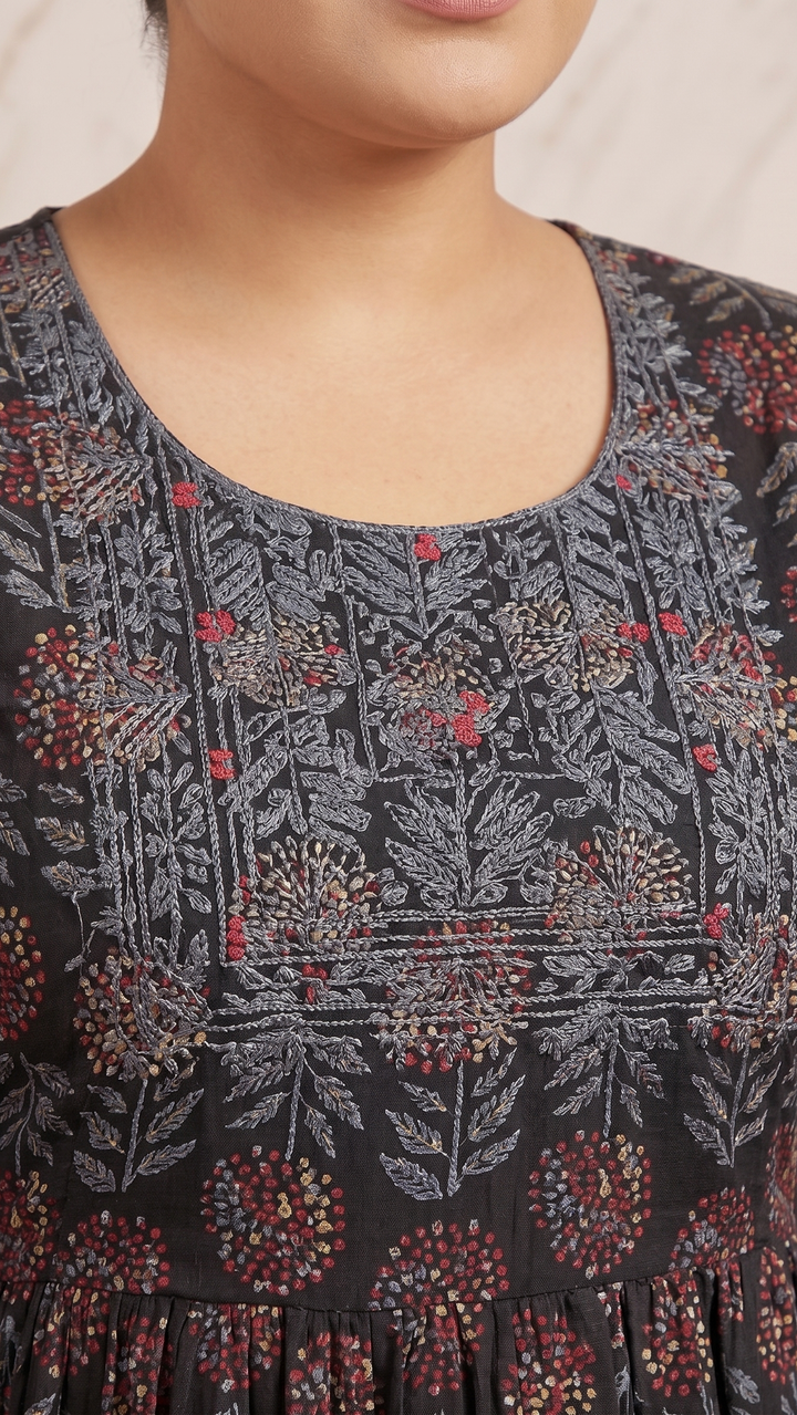 Noir Gulmohar Cotton Flare Dress ✨