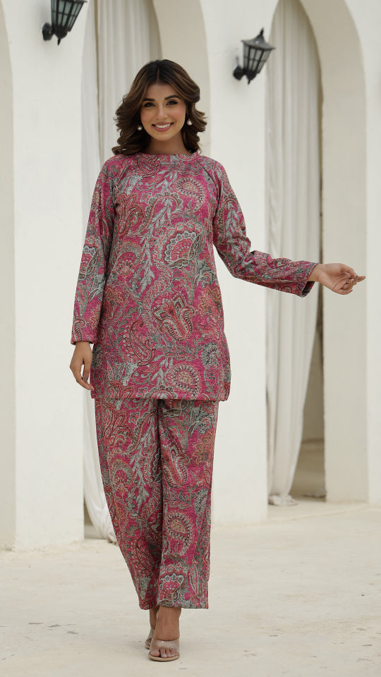 Paisley Pashmina Woolen Co-ord Set for Indian Women - Winter Wear