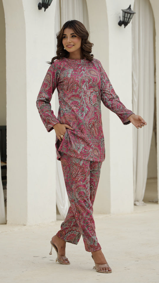 Paisley Pashmina Woolen Co-ord Set for Indian Women - Winter Wear