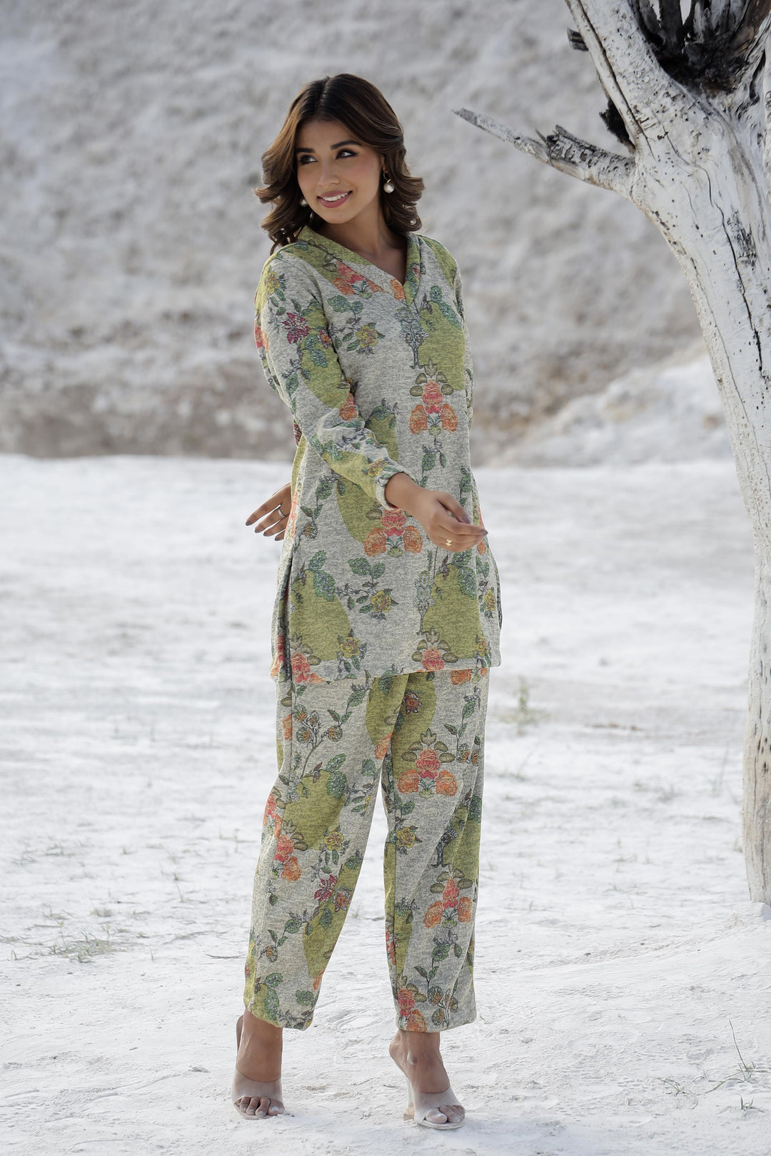 Floral Pashmina Woolen Co-ord Set for Indian Women – Winter Wear