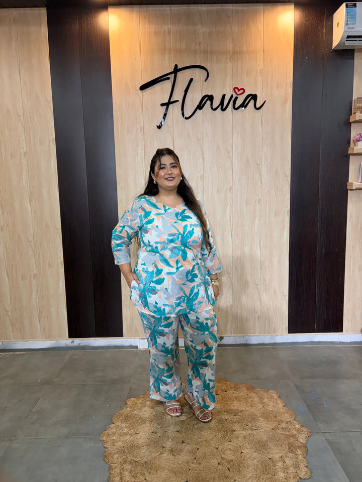 Women’s Plus Size Cotton Co-ord Set – Stylish Shirt & Pant Outfit