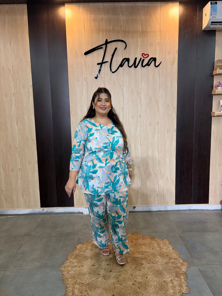 Women’s Plus Size Cotton Co-ord Set – Stylish Shirt & Pant Outfit