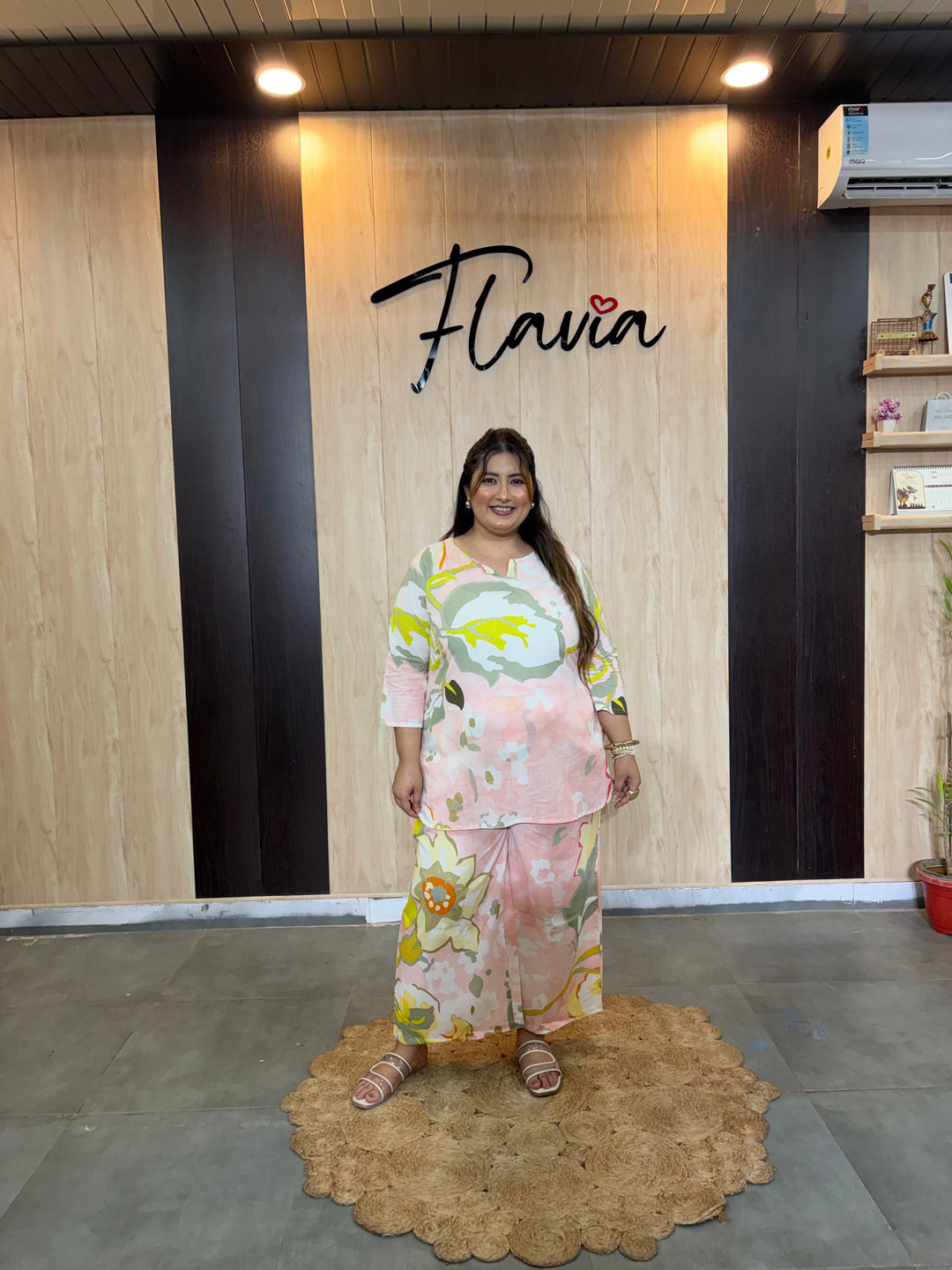 Pink Contemporary Printed Two-Piece Lounge Set