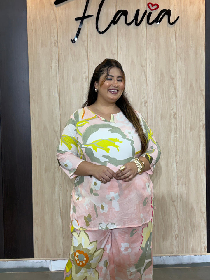 Pink Contemporary Printed Two-Piece Lounge Set