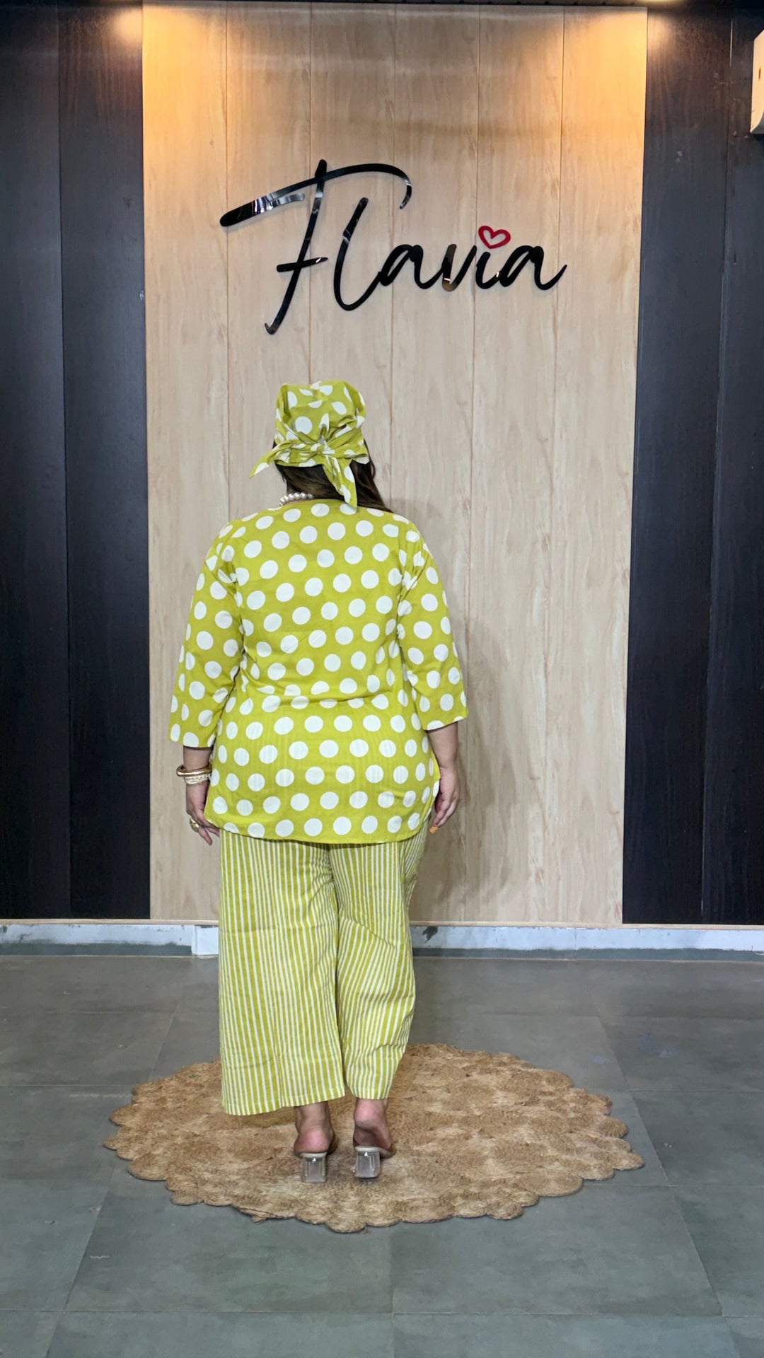Lime Green Polka Dot Cotton Co-Ord Set