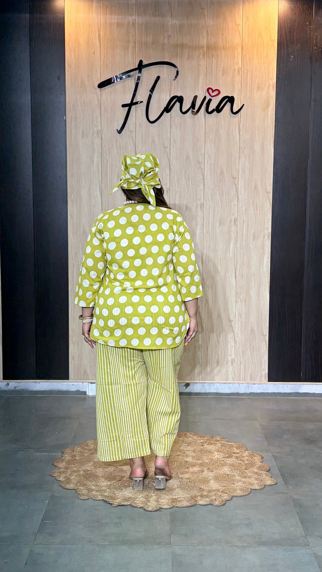 Lime Green Polka Dot Cotton Co-Ord Set