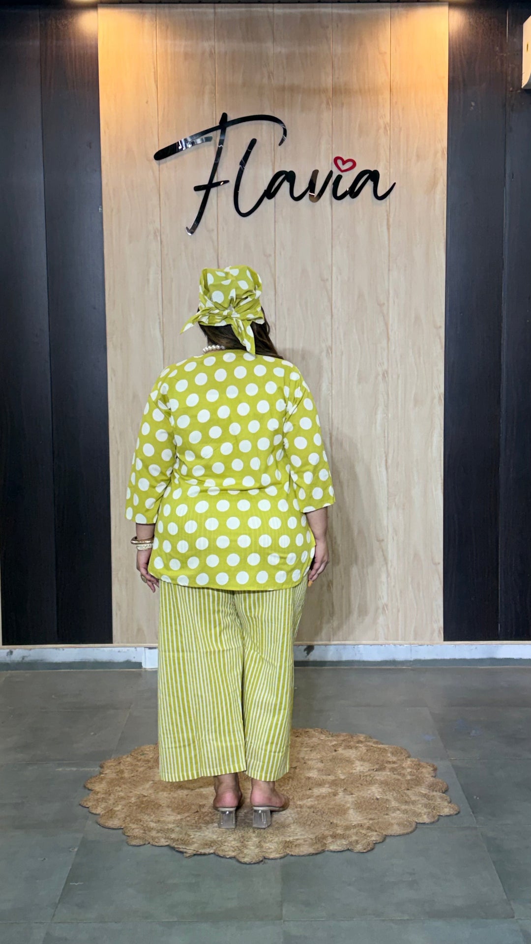Lime Green Polka Dot Cotton Co-Ord Set