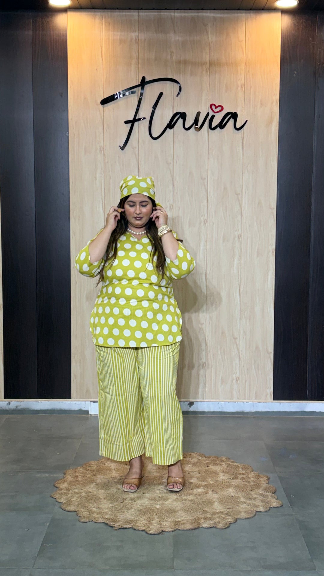 Lime Green Polka Dot Cotton Co-Ord Set