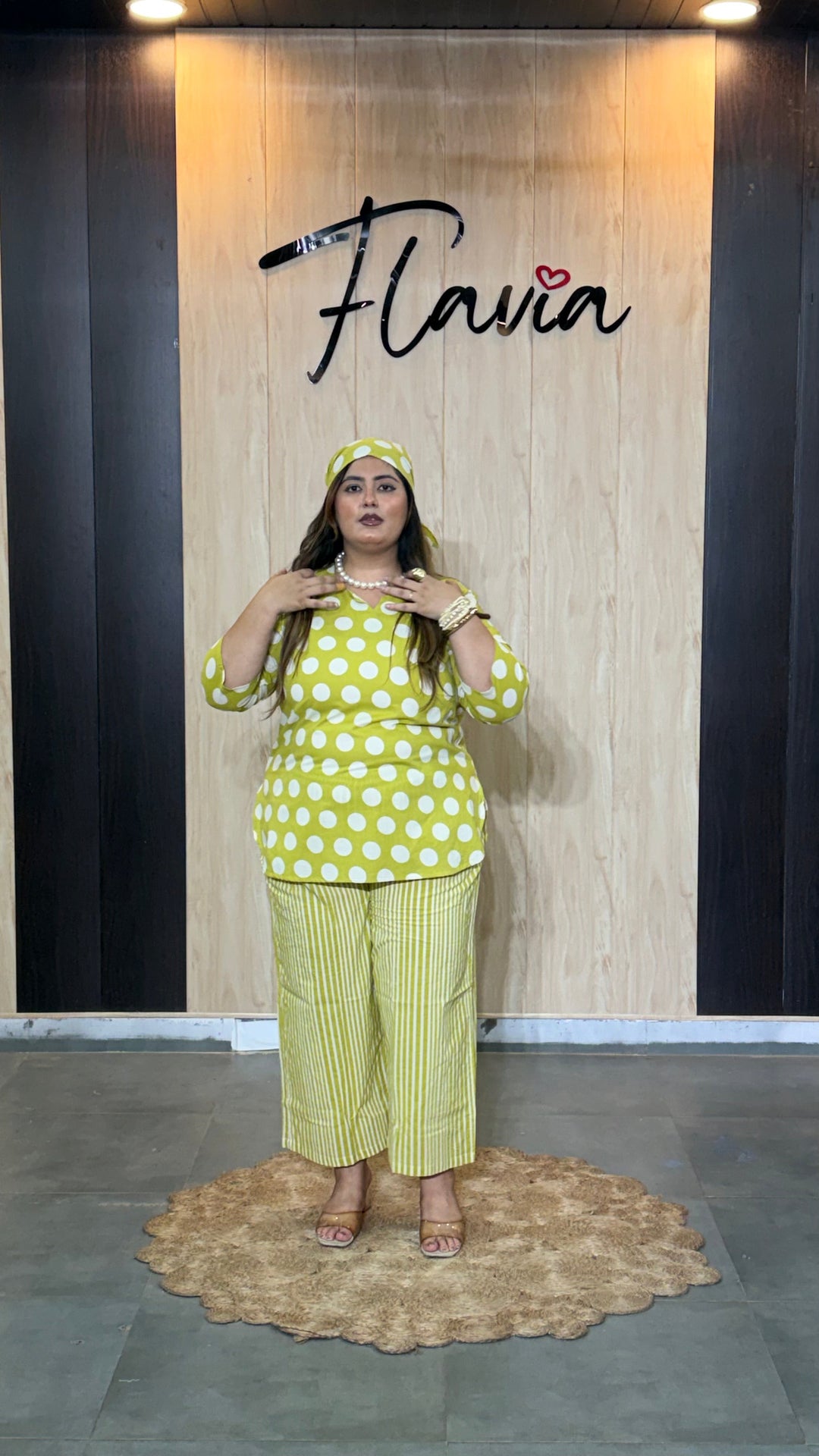 Lime Green Polka Dot Cotton Co-Ord Set