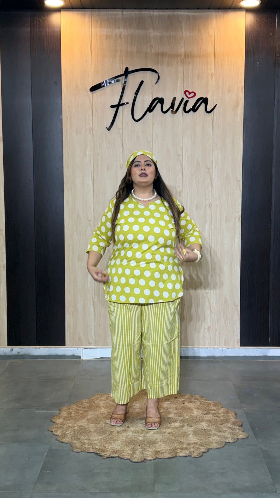 Lime Green Polka Dot Cotton Co-Ord Set