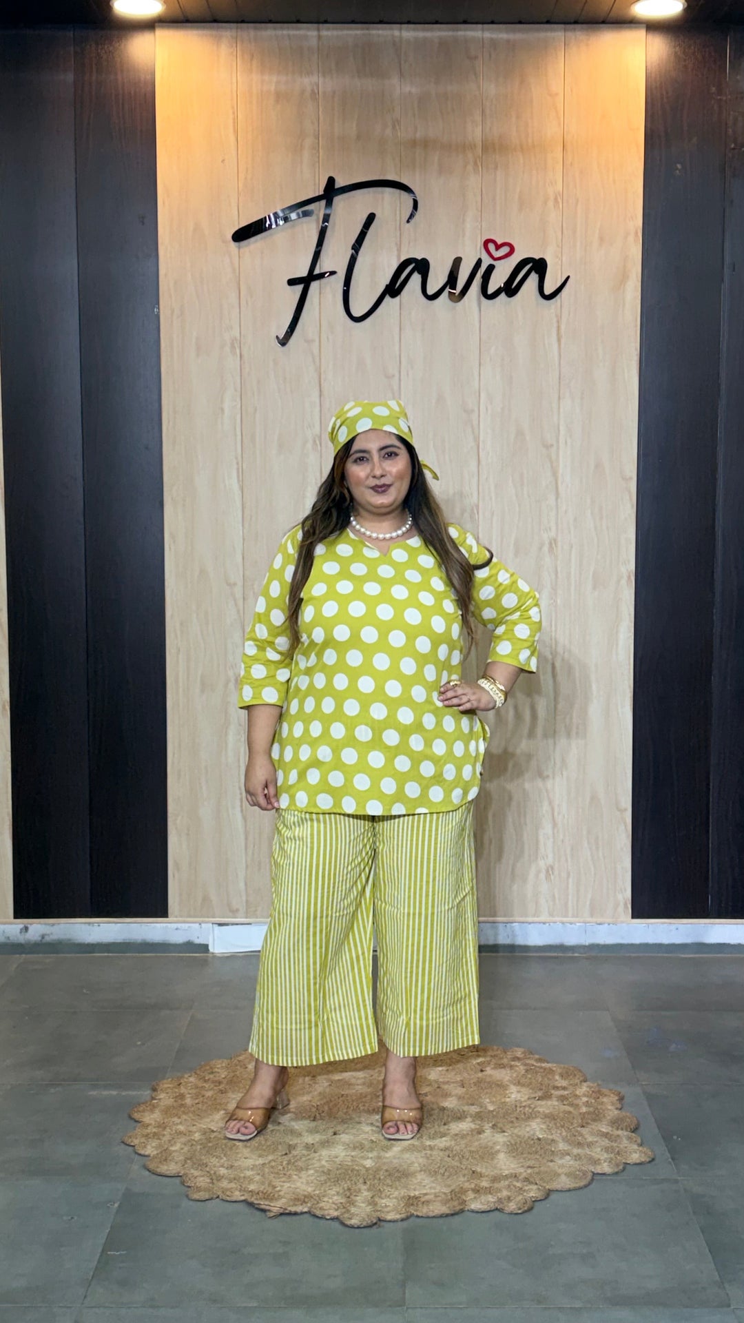 Lime Green Polka Dot Cotton Co-Ord Set