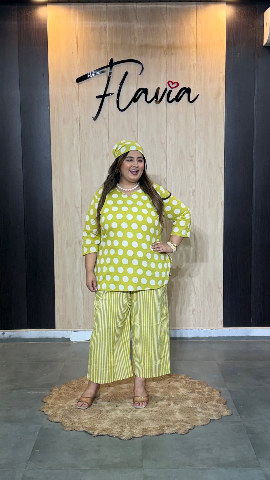 Lime Green Polka Dot Cotton Co-Ord Set