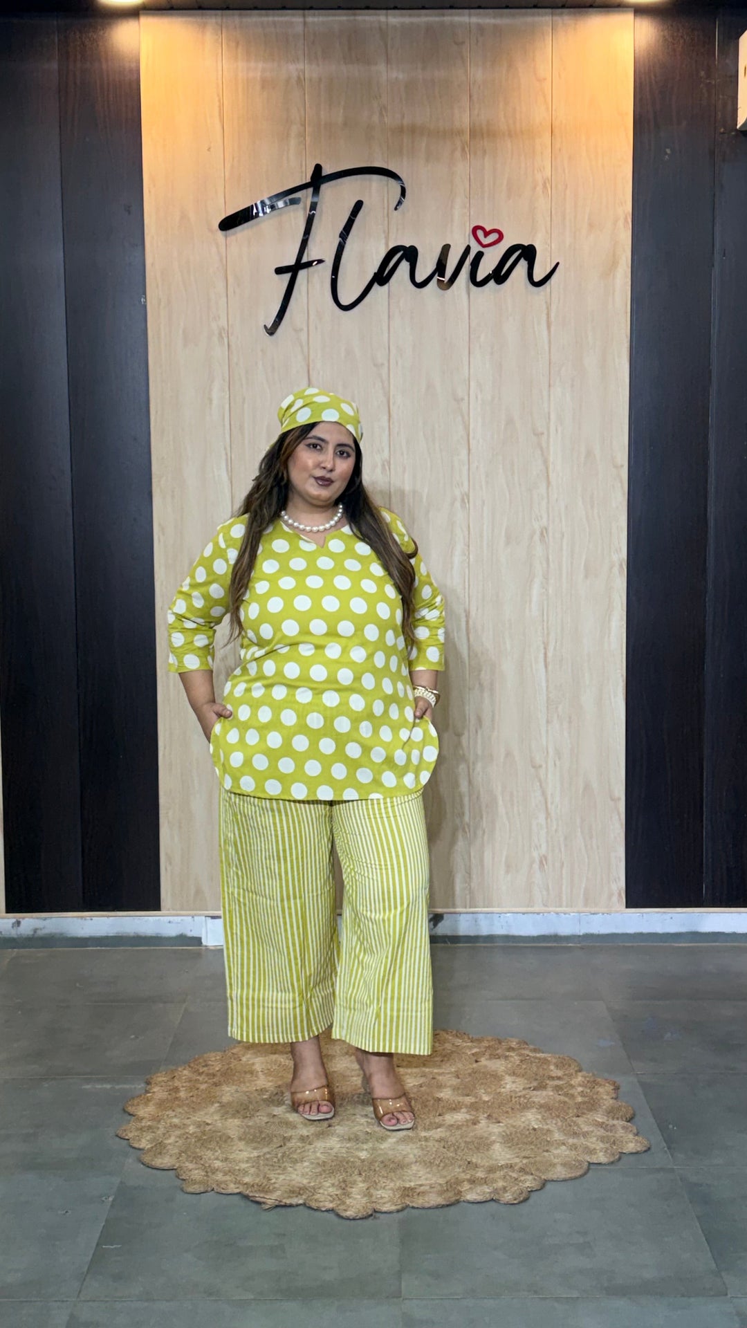 Lime Green Polka Dot Cotton Co-Ord Set