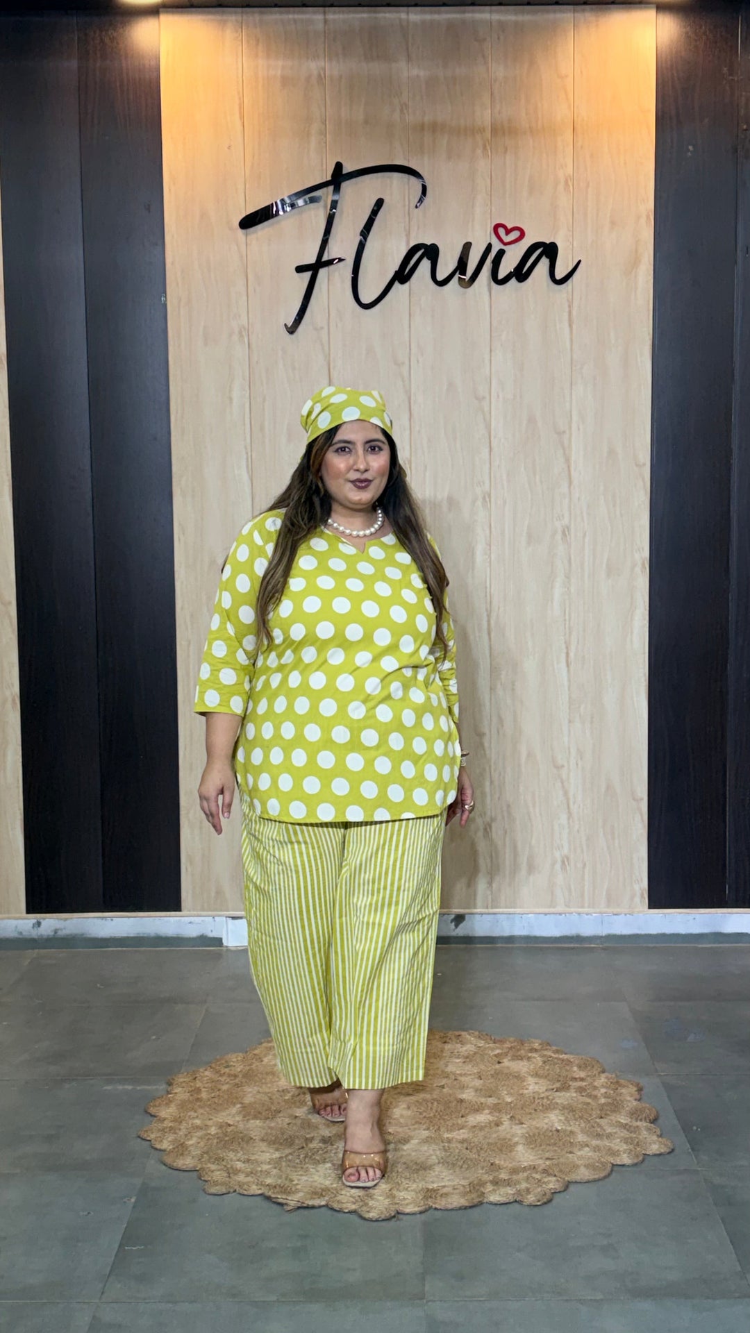 Lime Green Polka Dot Cotton Co-Ord Set