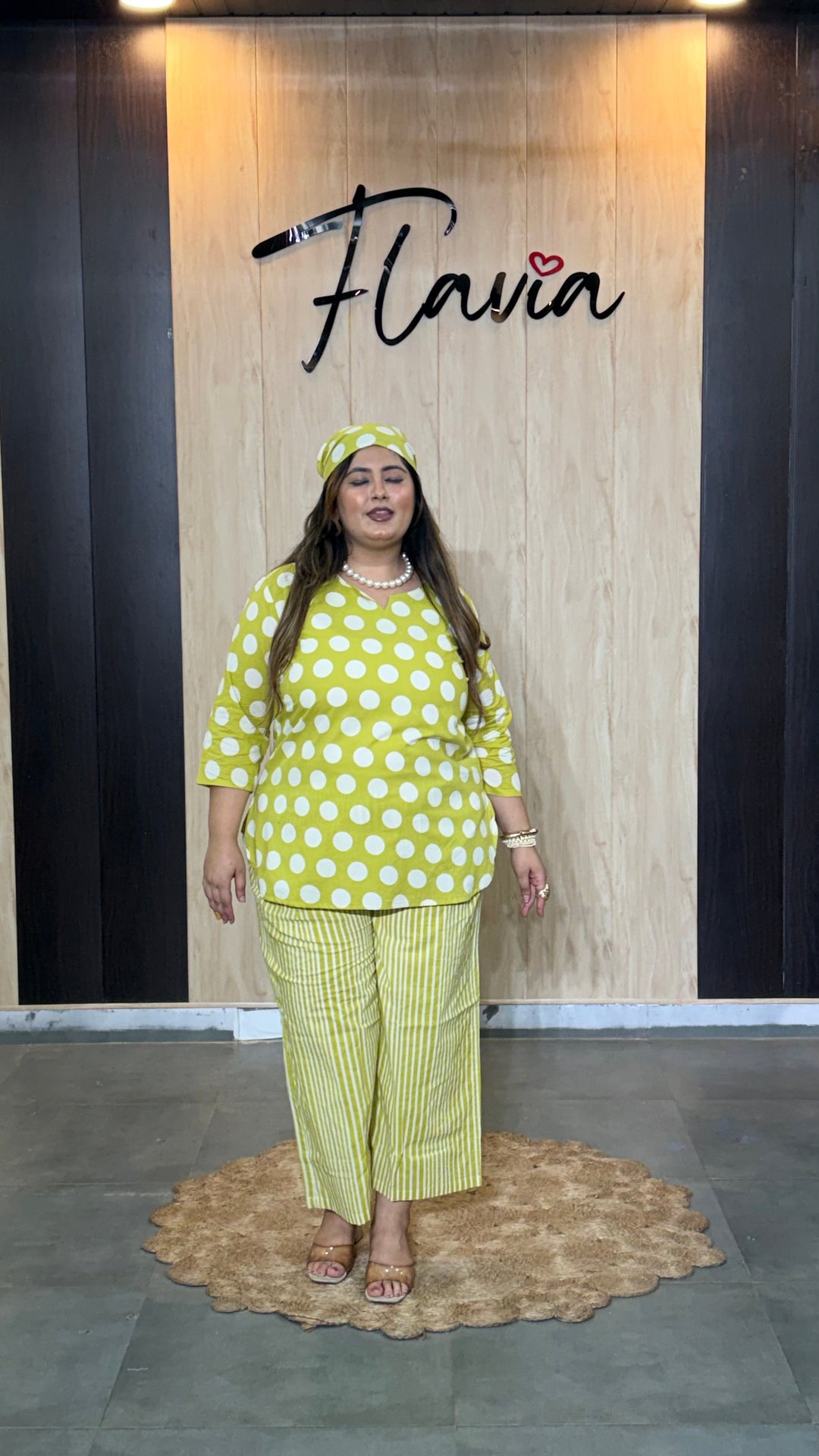 Lime Green Polka Dot Cotton Co-Ord Set