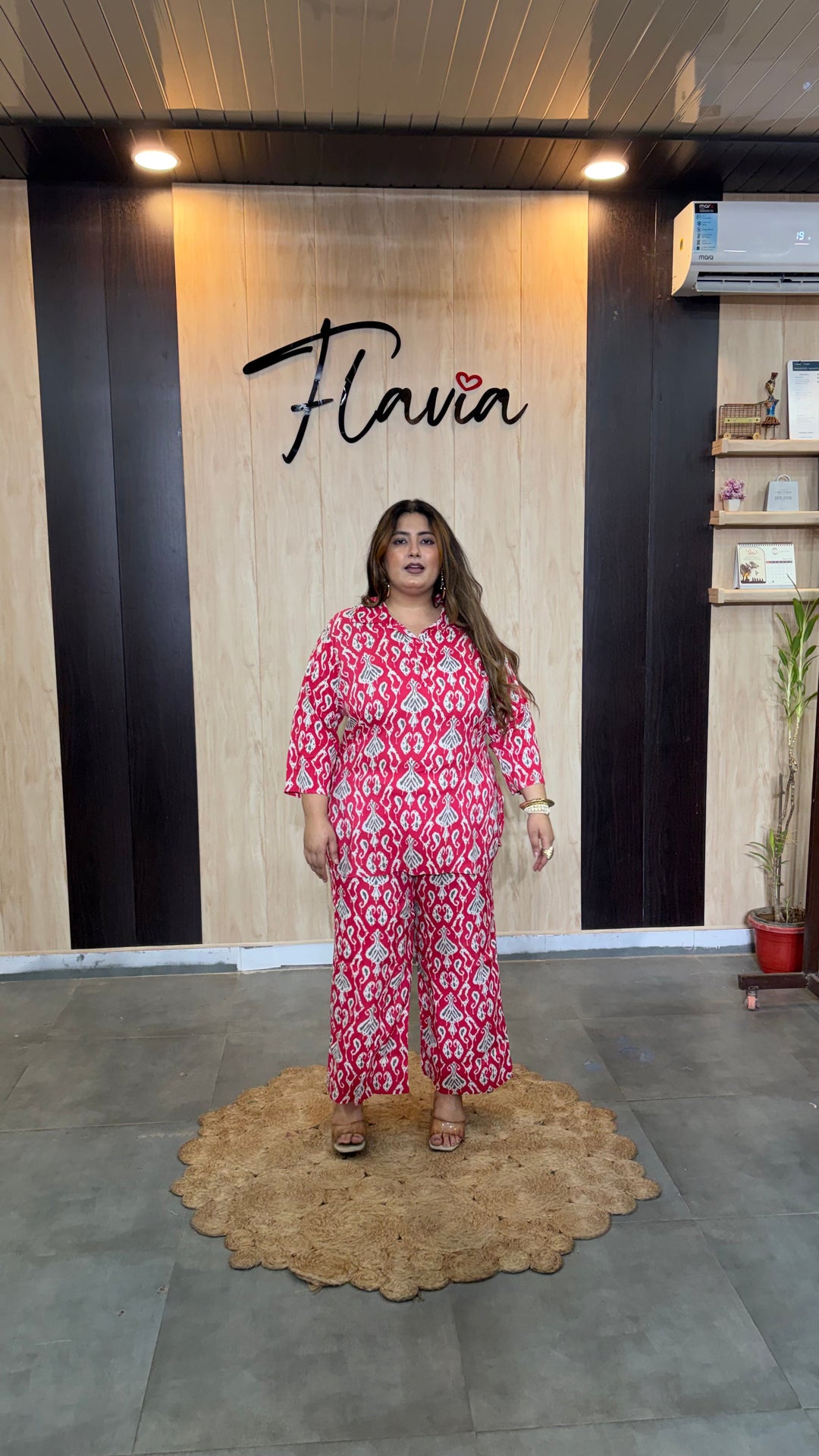 Plus Size Pink Printed Cotton Co-ord Set – Comfortable Everyday Wear for Women