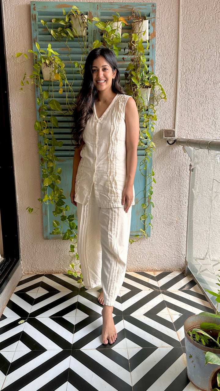 Celebrity Choice Beige Cotton Flex Co-Ord Set