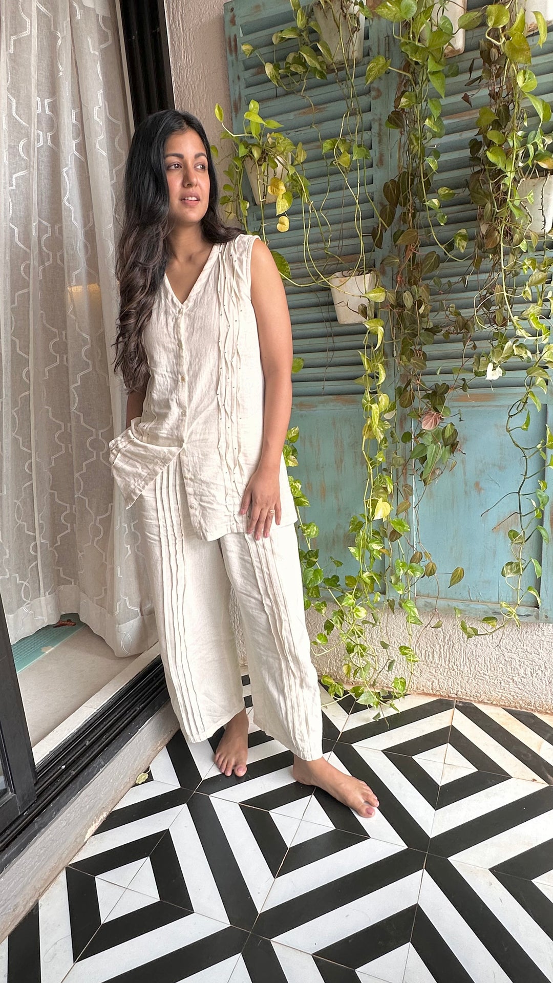 Celebrity Choice Beige Cotton Flex Co-Ord Set