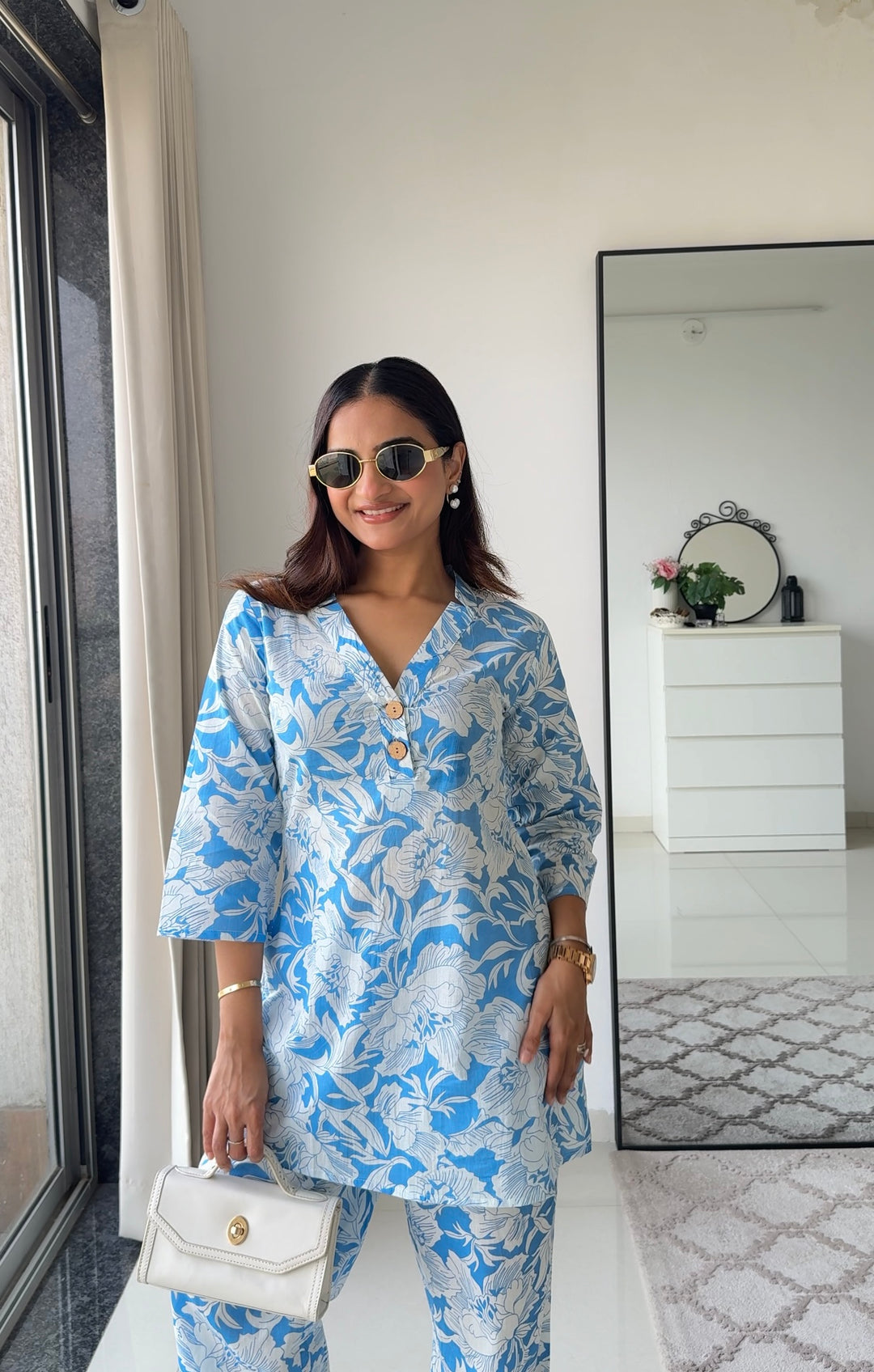 Blue Floral Cotton Co-Ord Set
