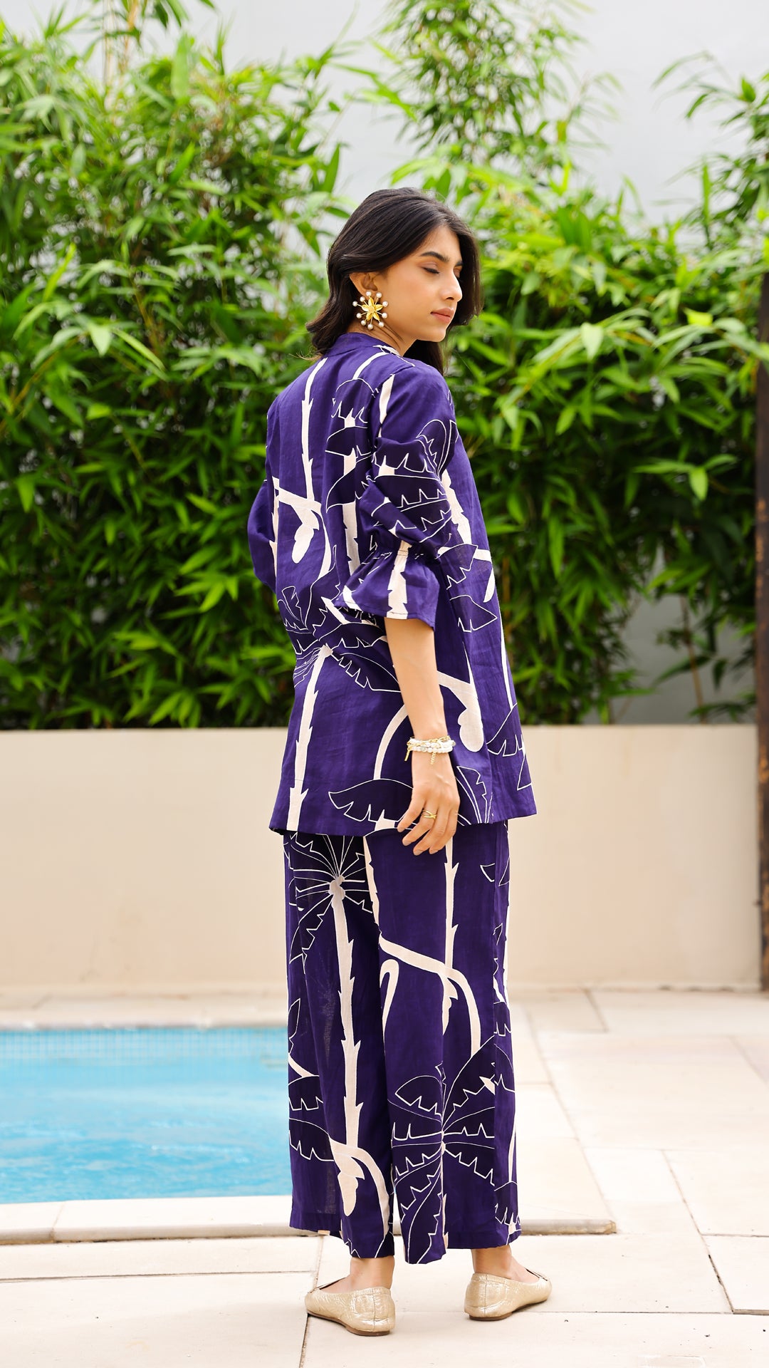 Midnight Palm Co-ord Set – Tropical Purple Cotton Coord