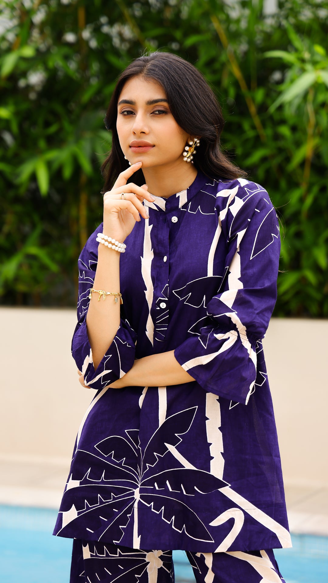 Midnight Palm Co-ord Set – Tropical Purple Cotton Coord
