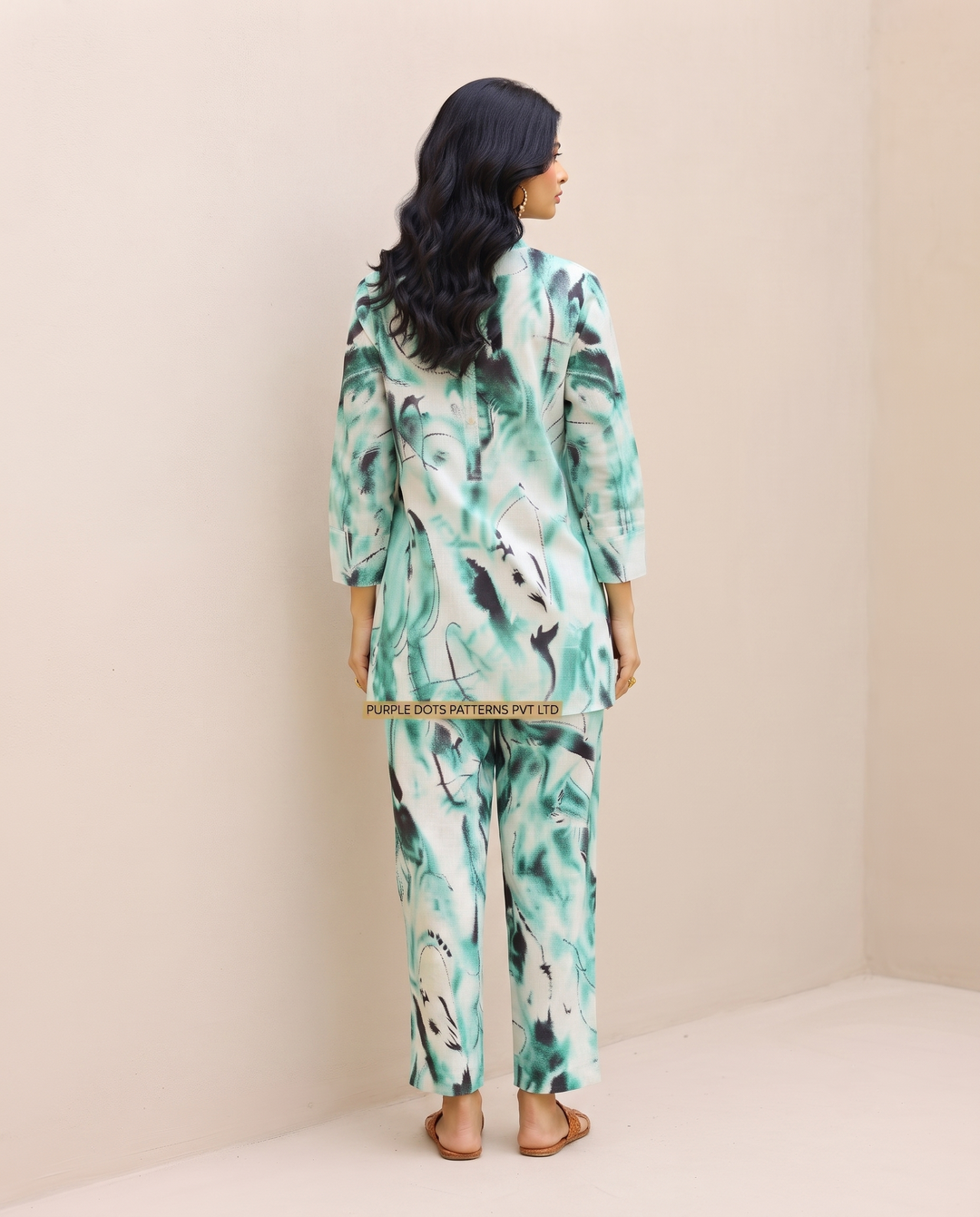 Aqua Abstract Co-ord Set for Women