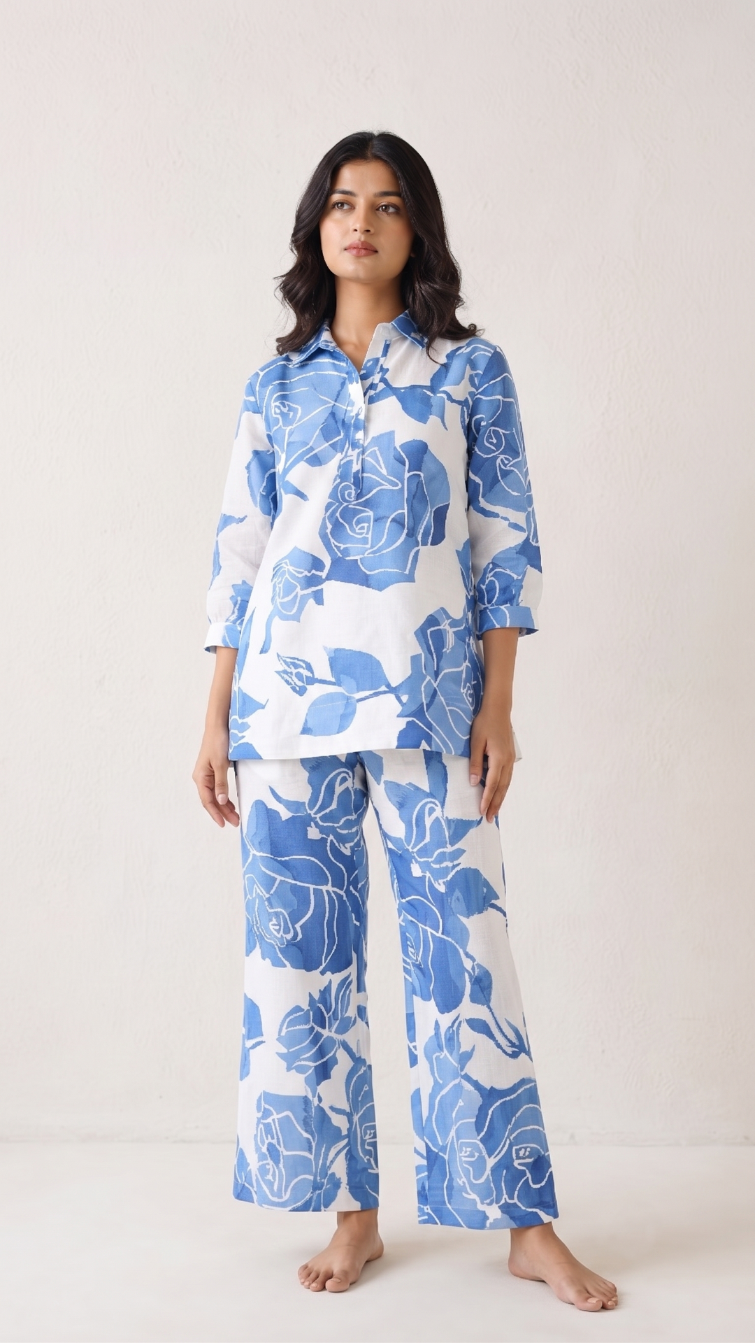 Blue Floral Co-ord Set for Women